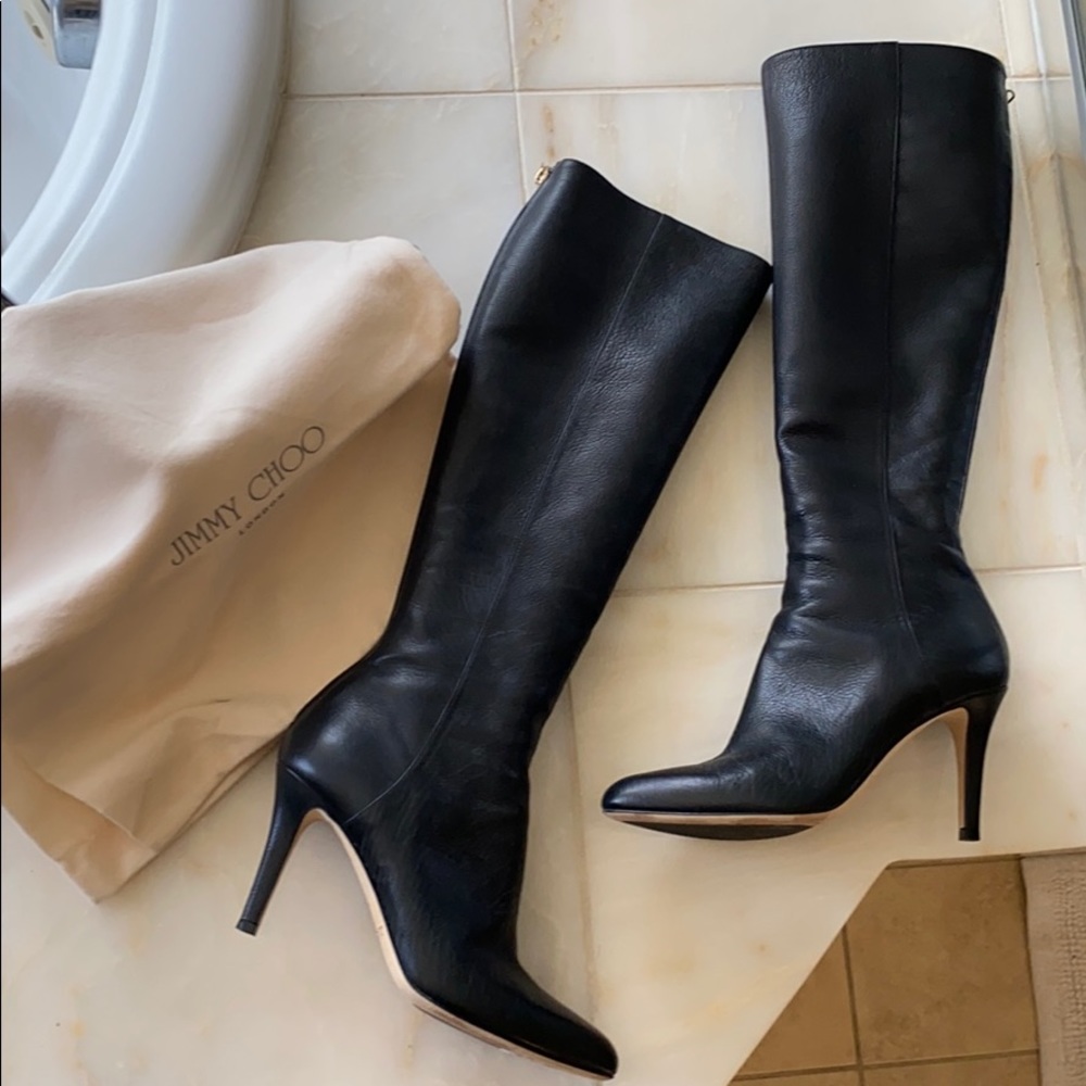 Jimmy choo knee High tall heel boots black 36.5